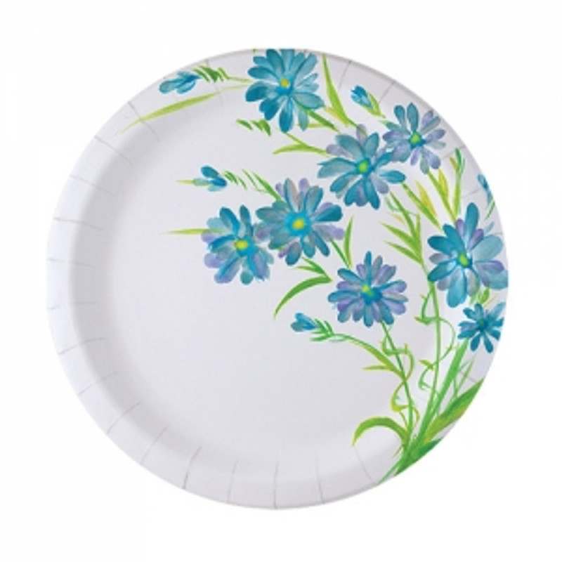 Nicole Home Collection, Blue Everyday Floral Plate, 7", Paper, 48ct