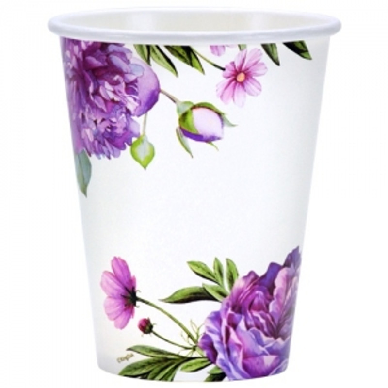 12oz Peony Floral Paper Cups