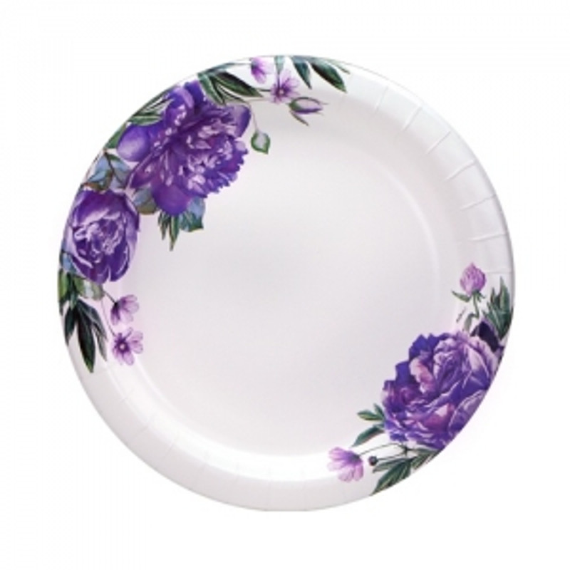 8.75" Peony Floral Paper Plate Floral