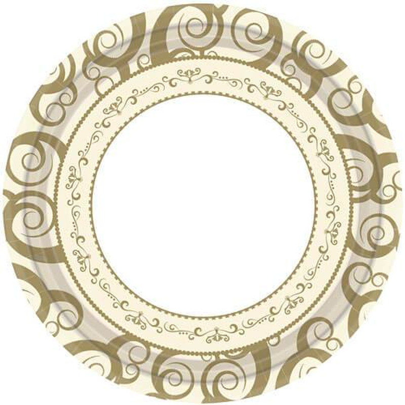 Hanna K. Signature Everyday Ensembles Paper Plates, 10", Gold Medley