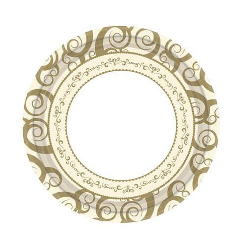 Hanna K. Signature 7" Gold Medley Paper Plate