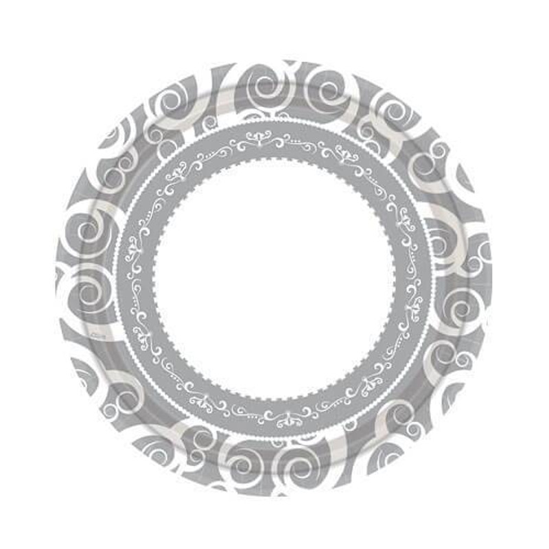 "7"" Silver Medley Paper Plate 36 Count"