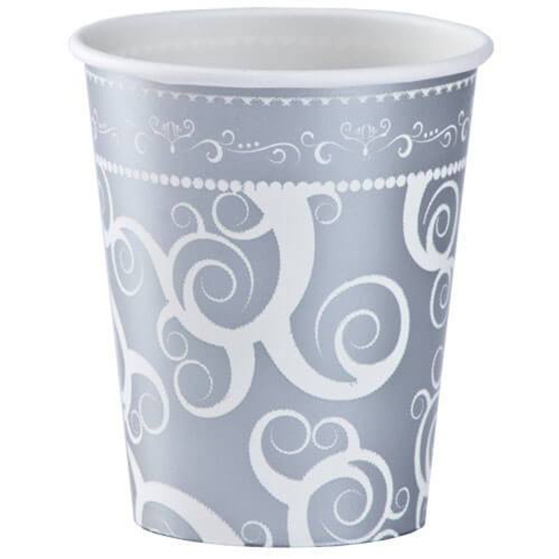 Hanna K. Signature 9 Oz. Silver Medley Paper Hot/Cold Cup