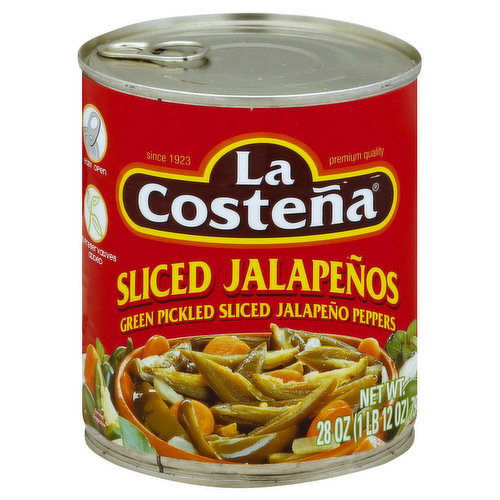 La Costena Green Pickled Sliced Jalapeno Peppers 28 Oz. Can