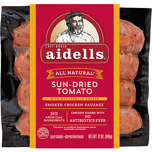 Aidells Smoked Chicken Sausage, Sun-Dried Tomato With Mozzarella Cheese, 12 Oz. (4 Fully Cooked Links)