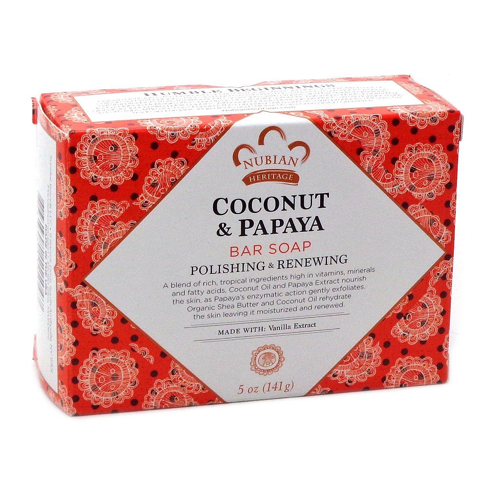 Nubian Heritage Soap Bar Coconut Papaya Vanilla Beans, 5 Ounce