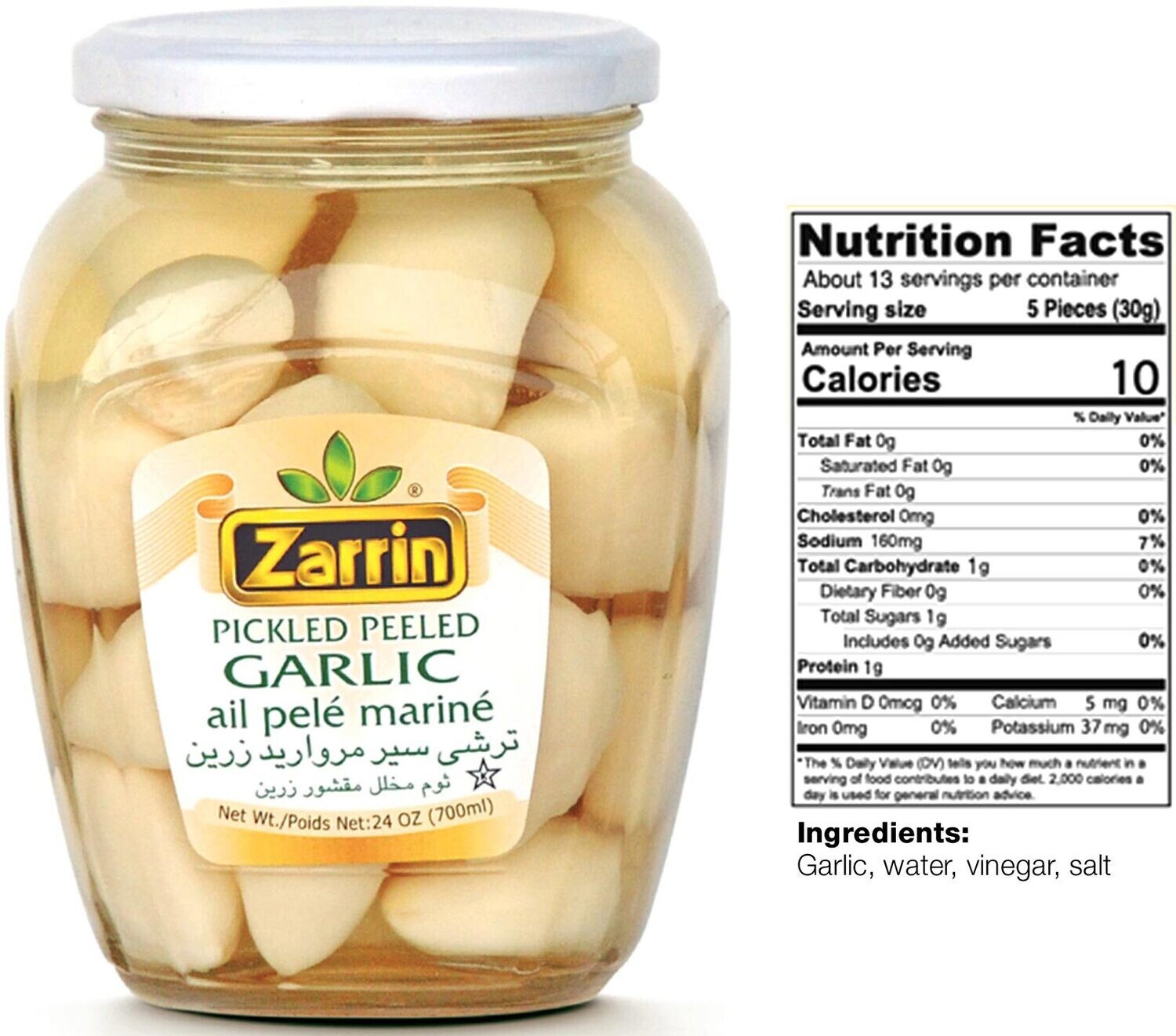 Zarrin Pickled Peeled Garlic, 24 Oz