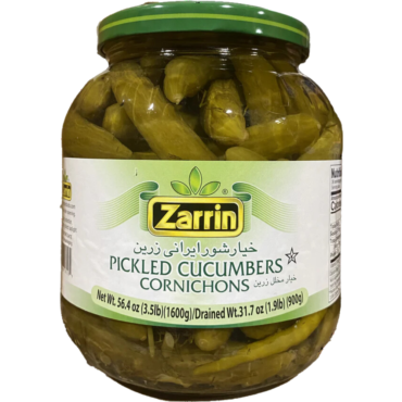 Zarrin-Pickled Midget Cucumbers Cornichons 60 Oz 1.7 Kg