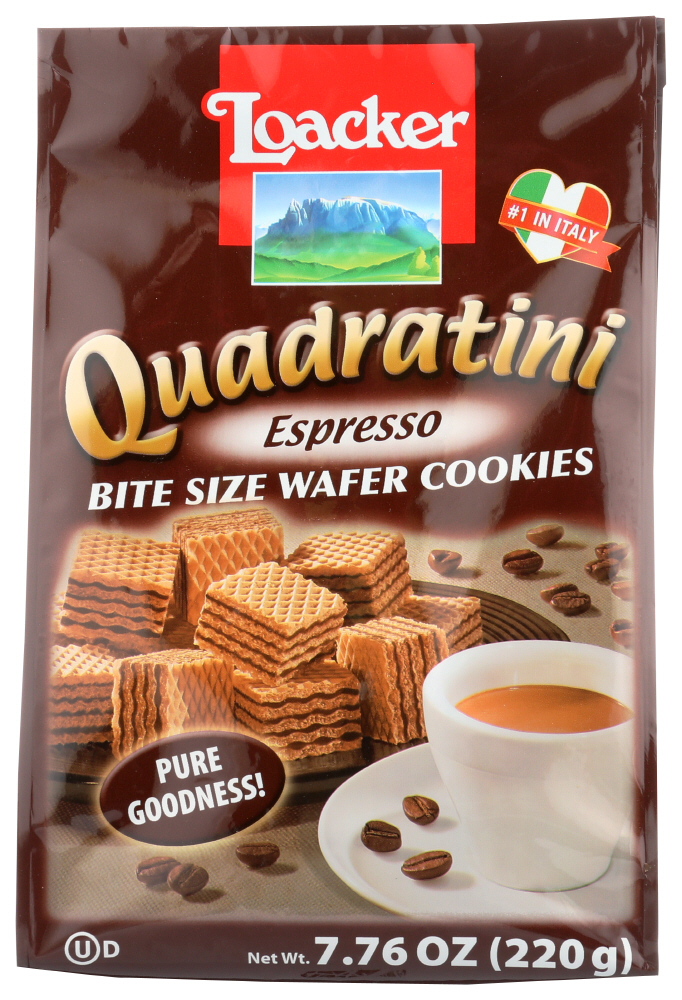 Loacker Quadratini Wafer Cookies, Bite Size, Espresso