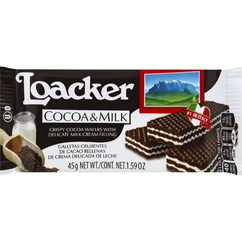 Loacker Cocoa & Milk Wafer, 1.59 Oz