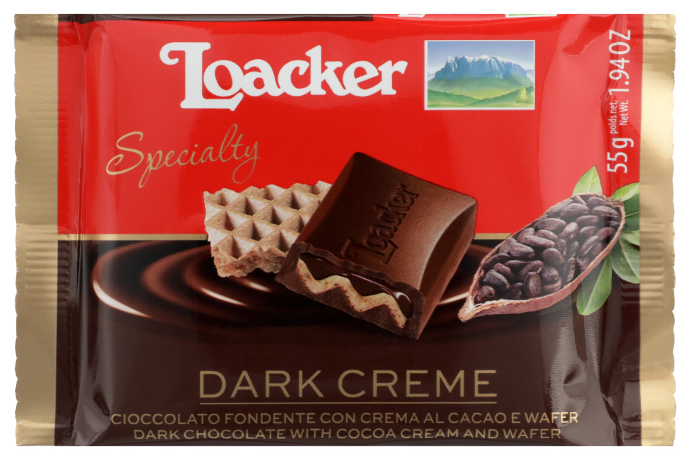 Loacker Dark Creme Chocolate Filling Crispy Wafer Bar
