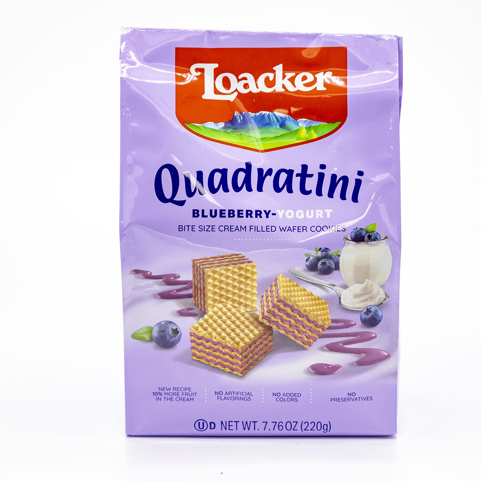 Loacker 7.76oz Quadratini Blueberry Yogurt Wafers Bag