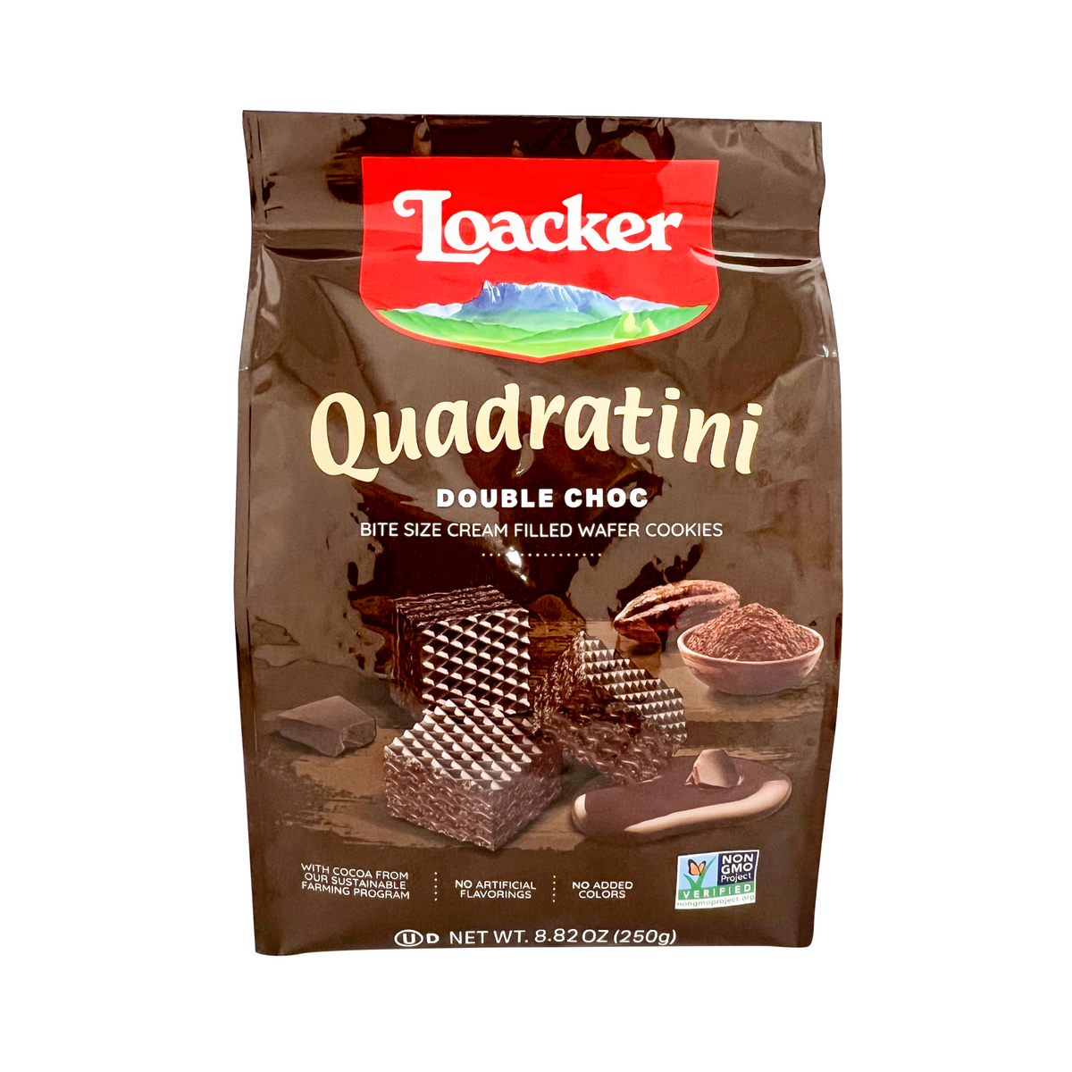 Loacker Quadratini Double Chocolate Wafer Cookies 8.82 Oz