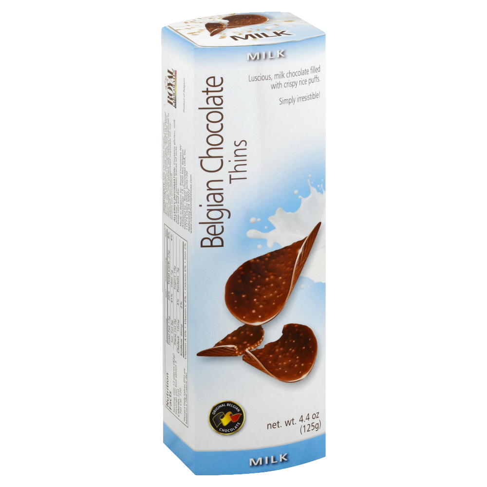 Royal Chocolates Belgian Chocolate Thins, Milk, 4.4 Oz