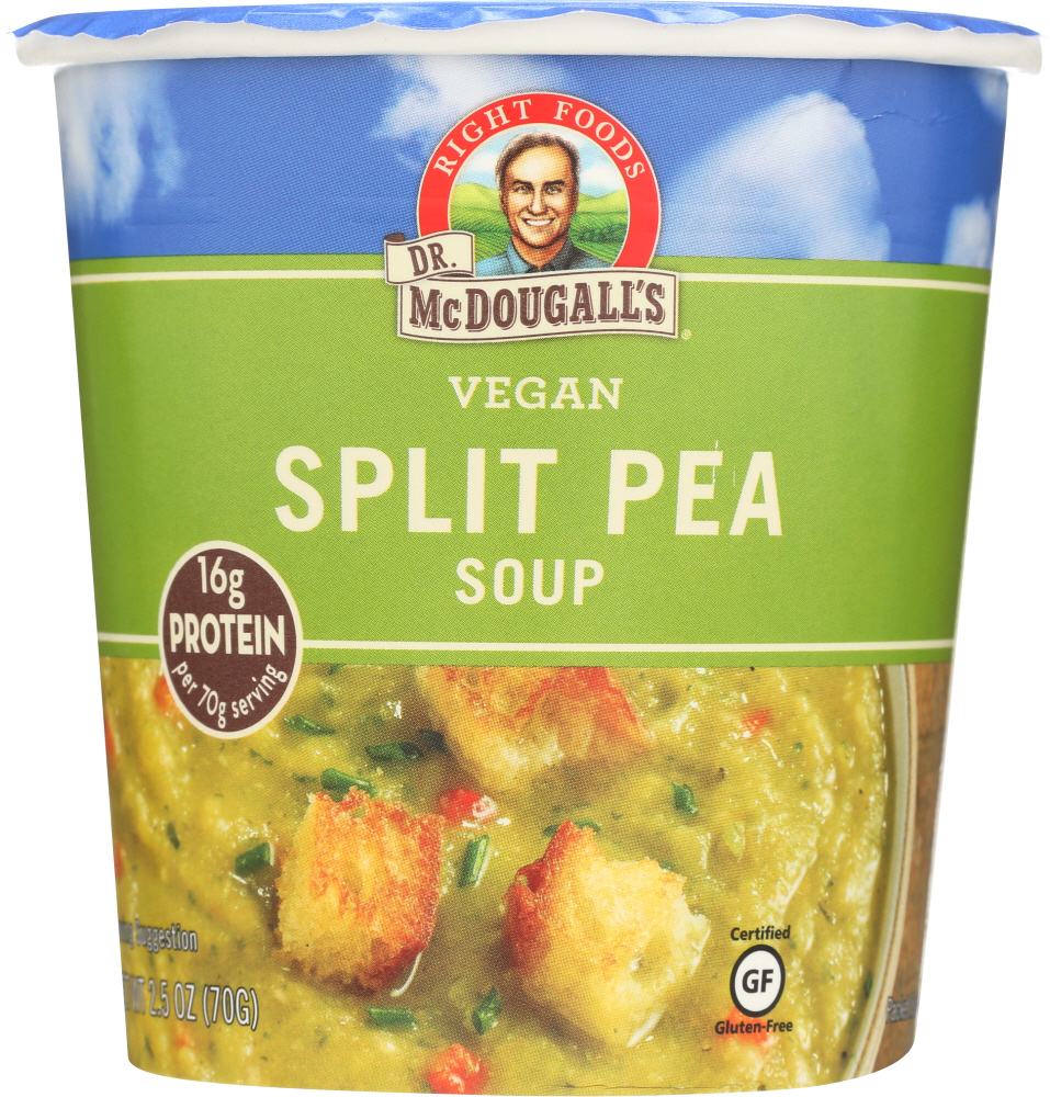 Dr McDougalls Vegan Split Pea And Barley Soup Big Cup - Case Of 6 - 2.5 Oz