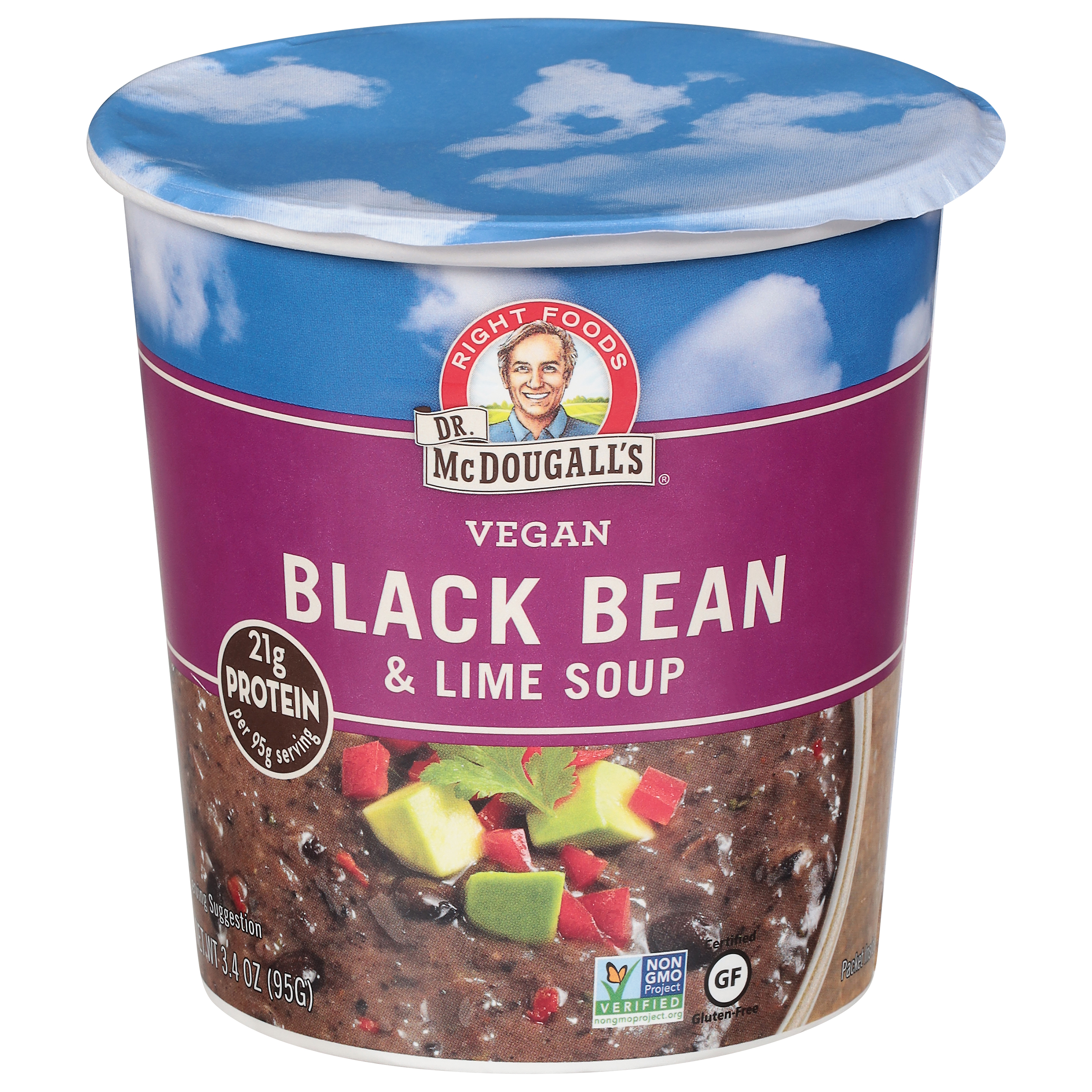 Dr. McDougall's Big Cup Vegan Soup Black Bean And Lime, 3.4 Oz