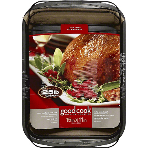 Good Cook Roast Pan, With Rack, Premium Nonstick, Large