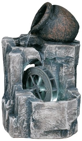 OK LIGHTING 11 In. Stone/Gray LED Table Fountain