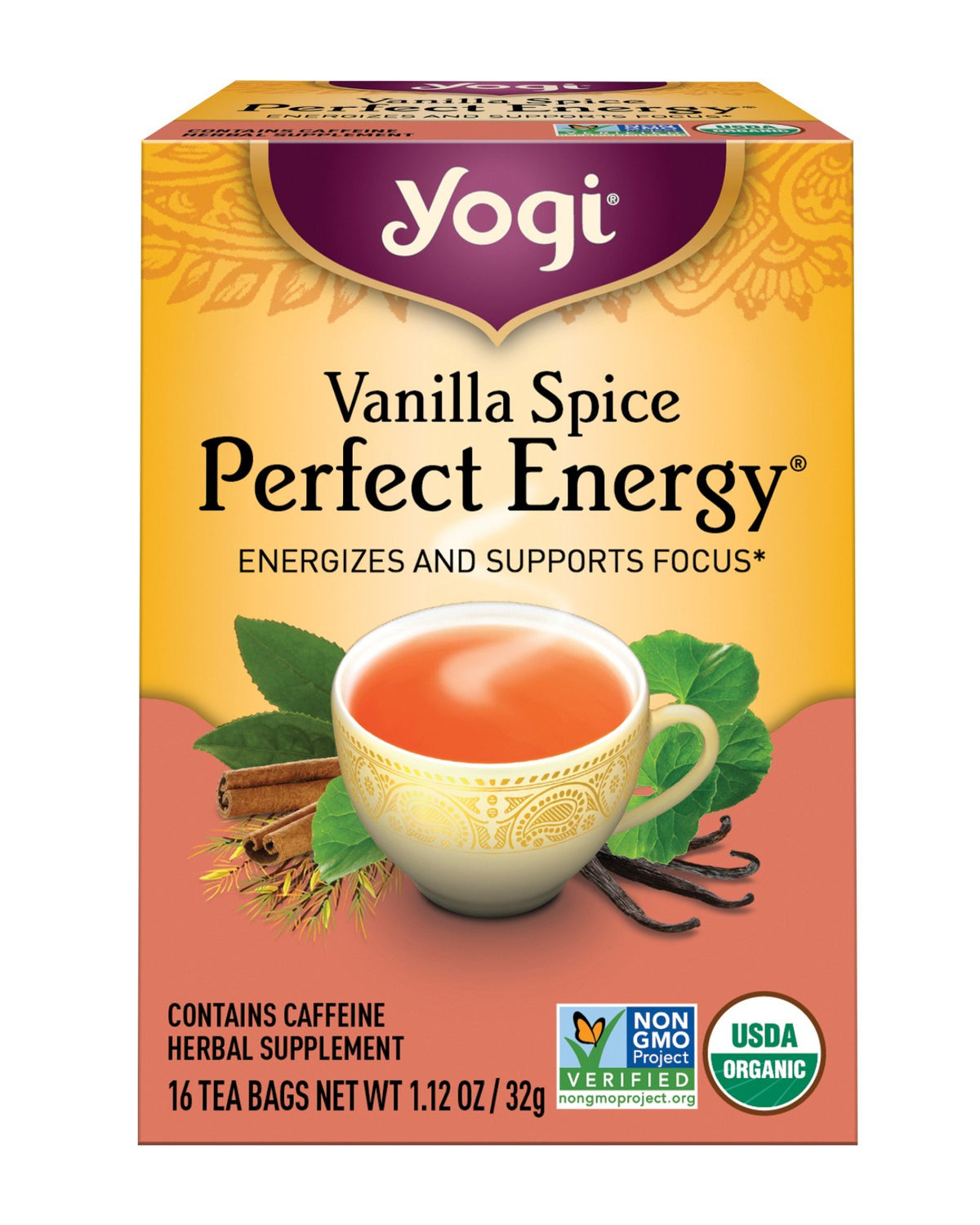 Yogi Vanilla Spice Perfect Energy Herbal Tea, 16 Tea Bags