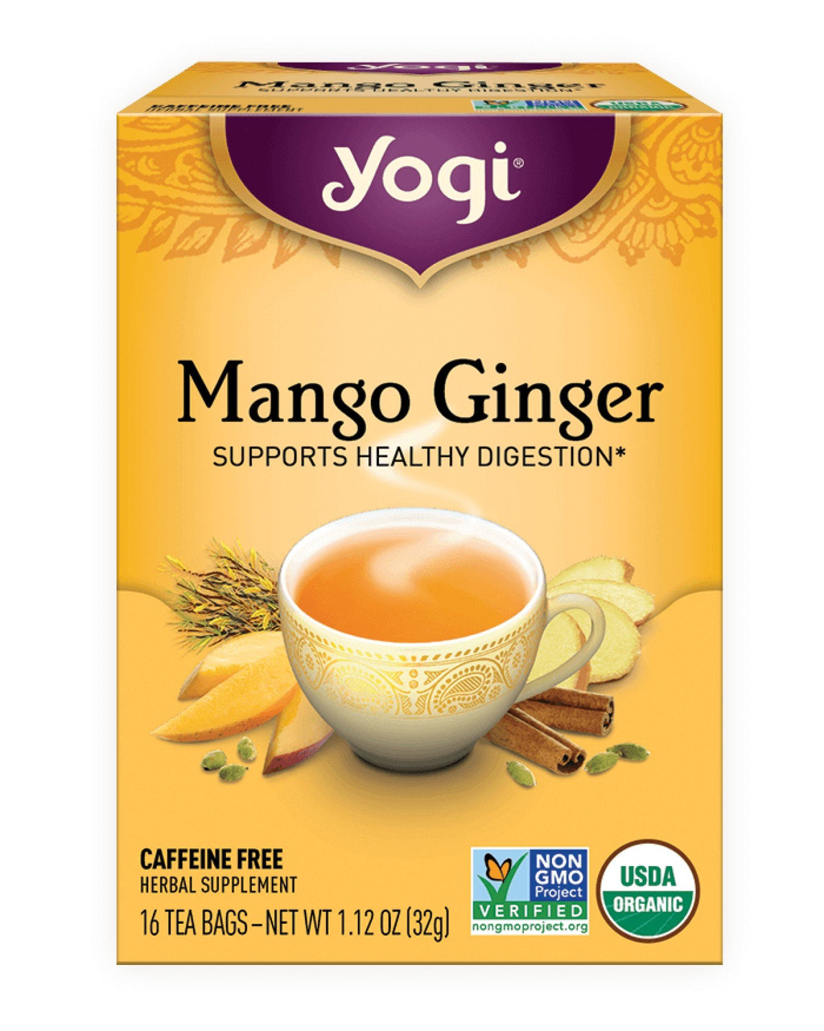 Yogi Mango Ginger Herbal Tea, 16 Tea Bags