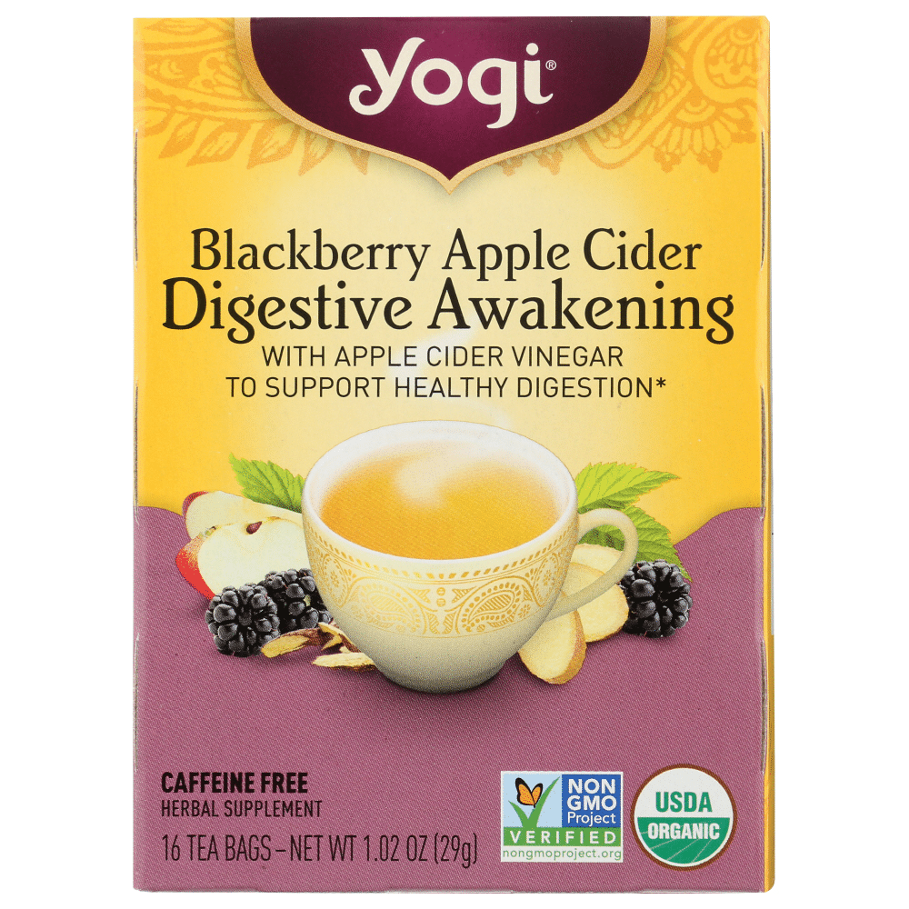 Yogi Tea Bags Digestive Awakening Blackberry Apple Cider Herbal Supplement