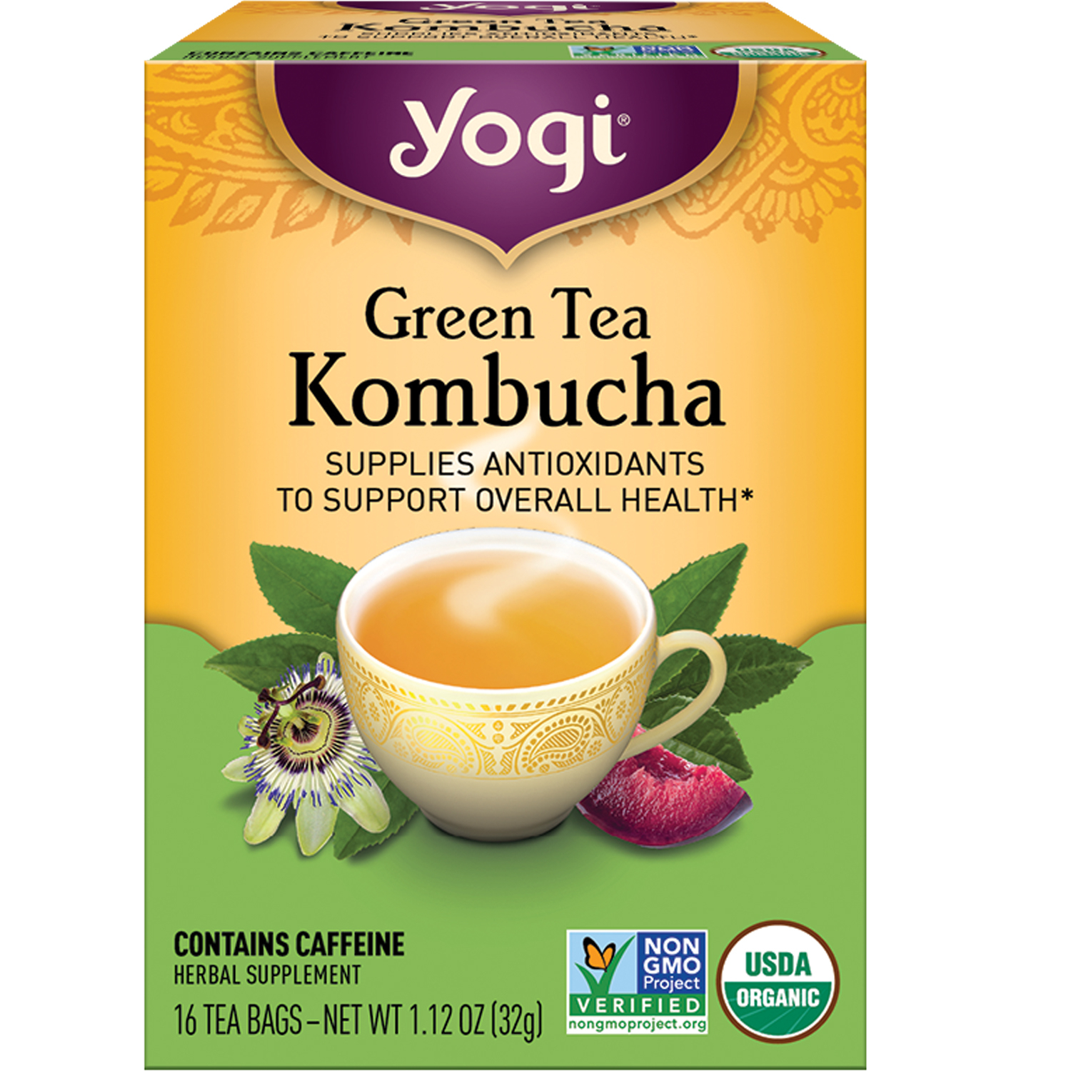 Yogi Tea Kombucha, Green Tea, Bags Herbal Supplement