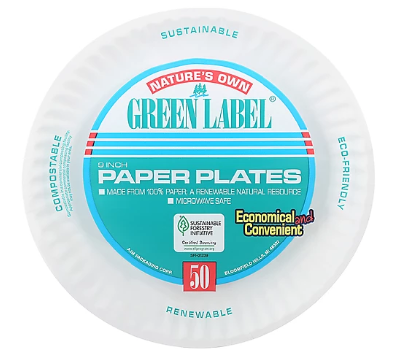 Nature's Own Green Label 9 Inches Paper Plates