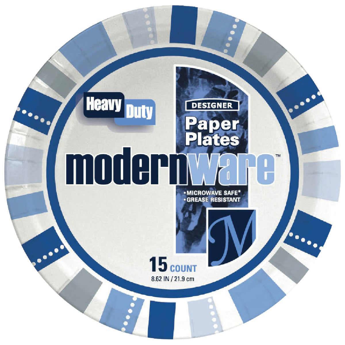AJM Modernware Paper Plates, Designer, Heavy Duty, 8.62 Inch