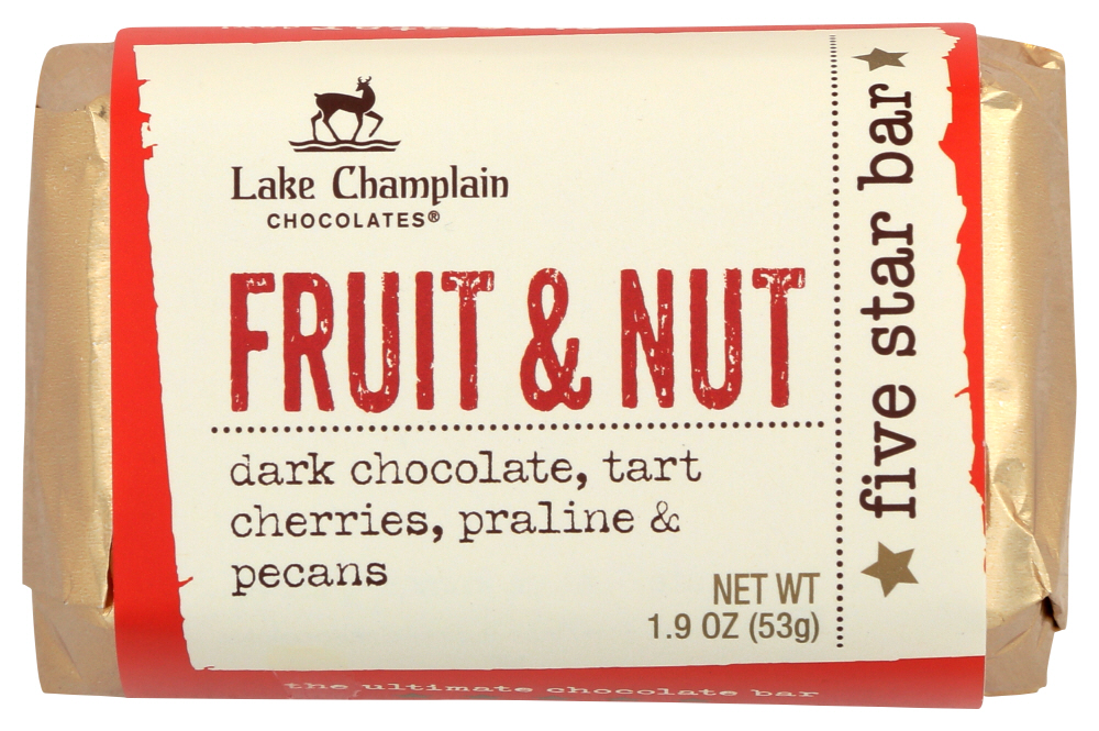 Lake Champlain Chocolates Fruit & Nut Five Star Bar 1.9 Oz