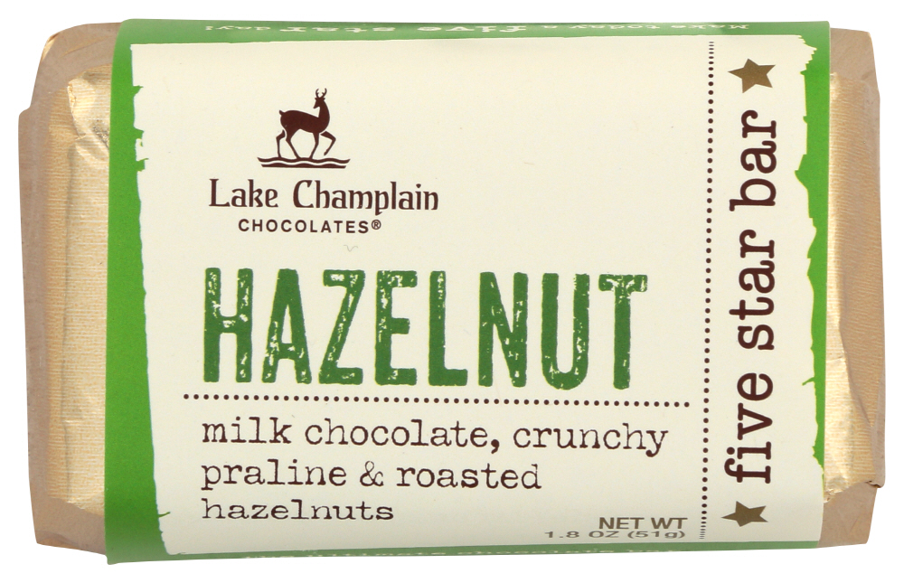 Lake Champlain Chocolates Hazelnut Five Star Bar 1.8 Oz