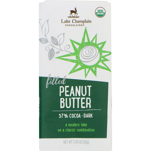 Lake Champlain Chocolates Organic Dark Chocolate Peanut Butter Bar 3.25 Oz