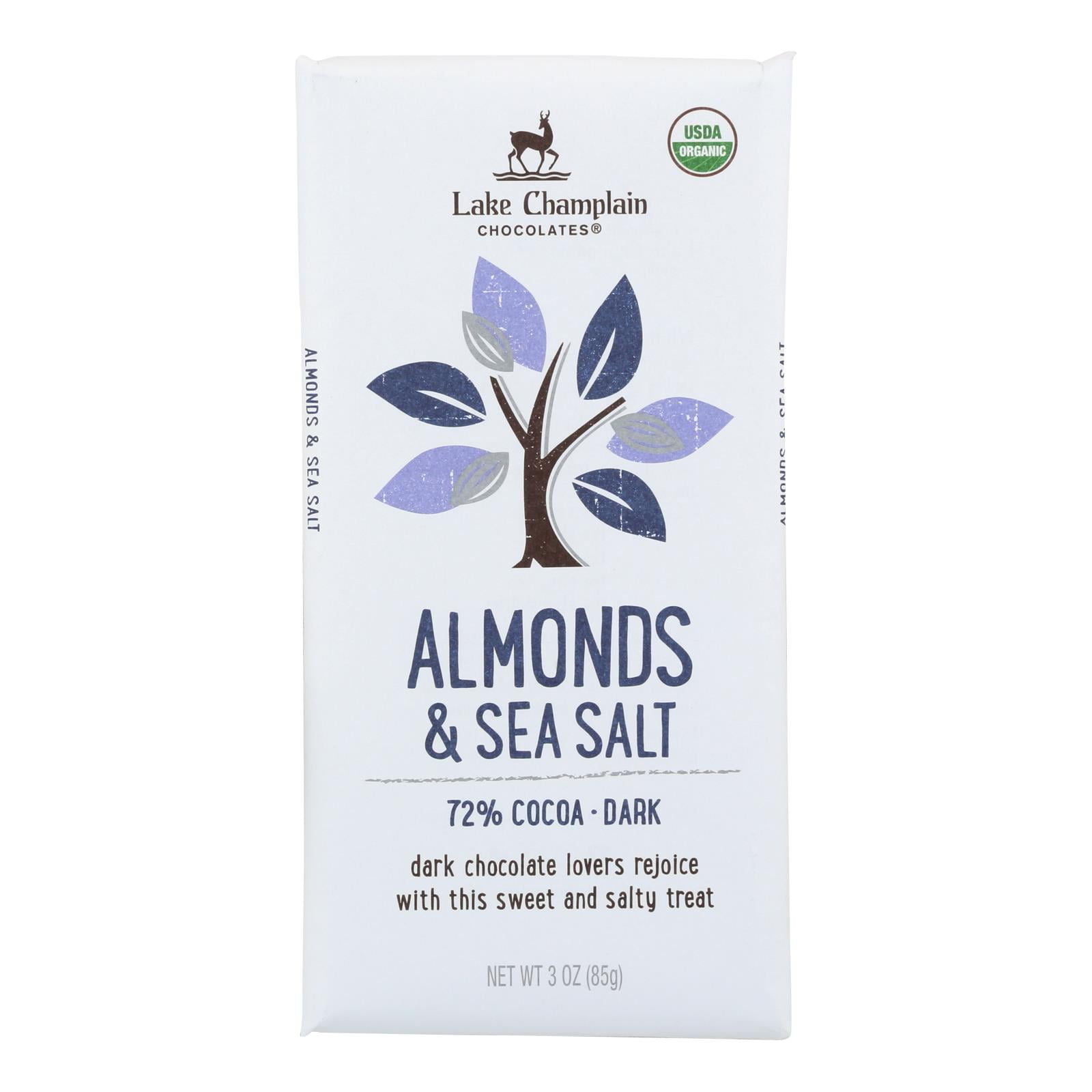 Lake Champlain Chocolates Dark Chocolate Sea Salt Almonds. 72% Cocoa Dark. – Case Of 12 – 3 Oz