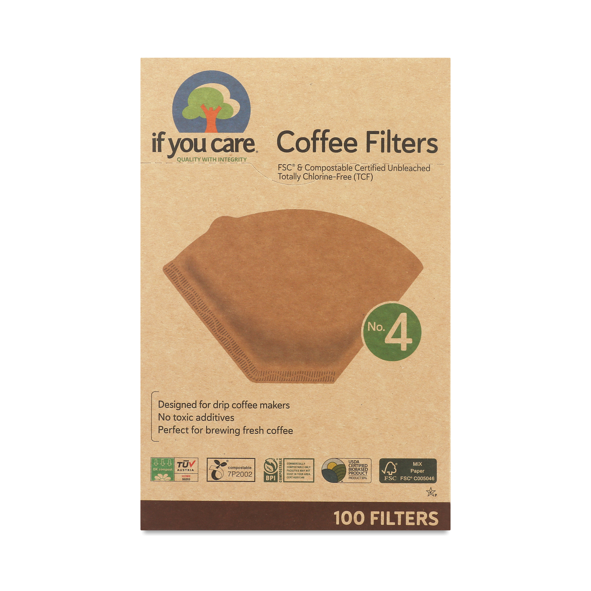 If You Care 4 Cone Coffee Filters - Brown