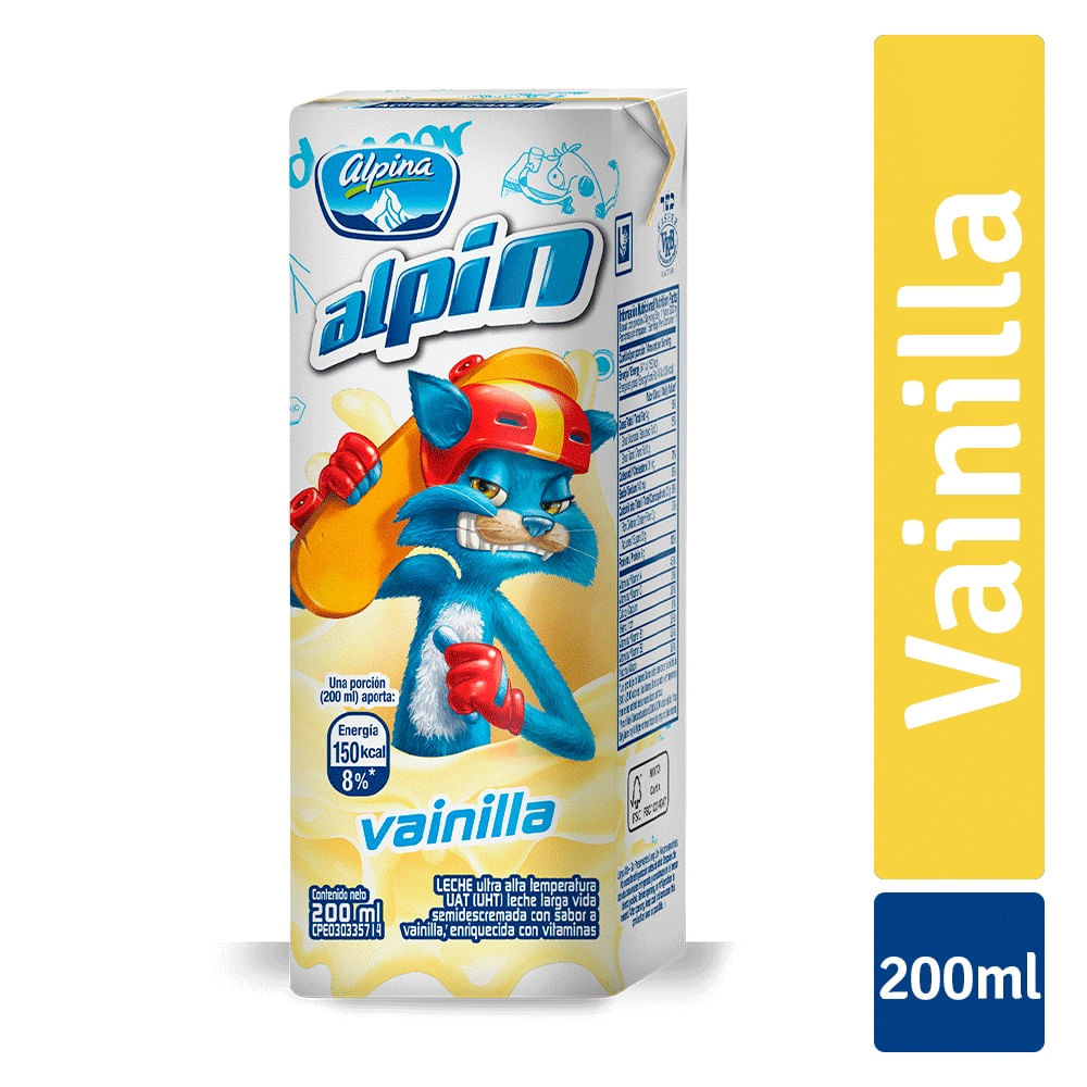 Alpina Leche Saborizada Alpin Vainilla Tetra 200 Ml Caja