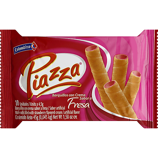 Piazza Wafer Rolls, With Strawberry Flavored Cream