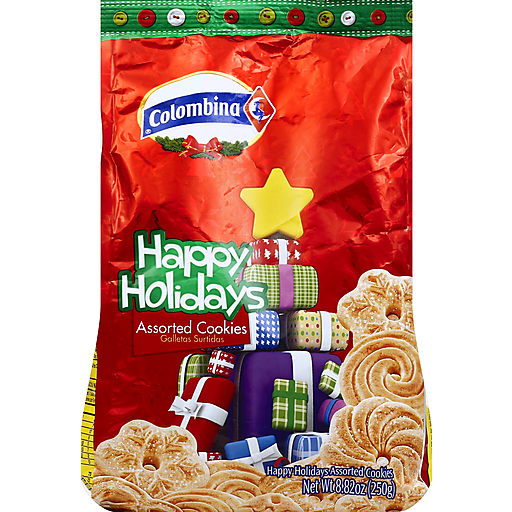 Colombina Cookies, Assorted, Happy Holidays 8.82 Oz