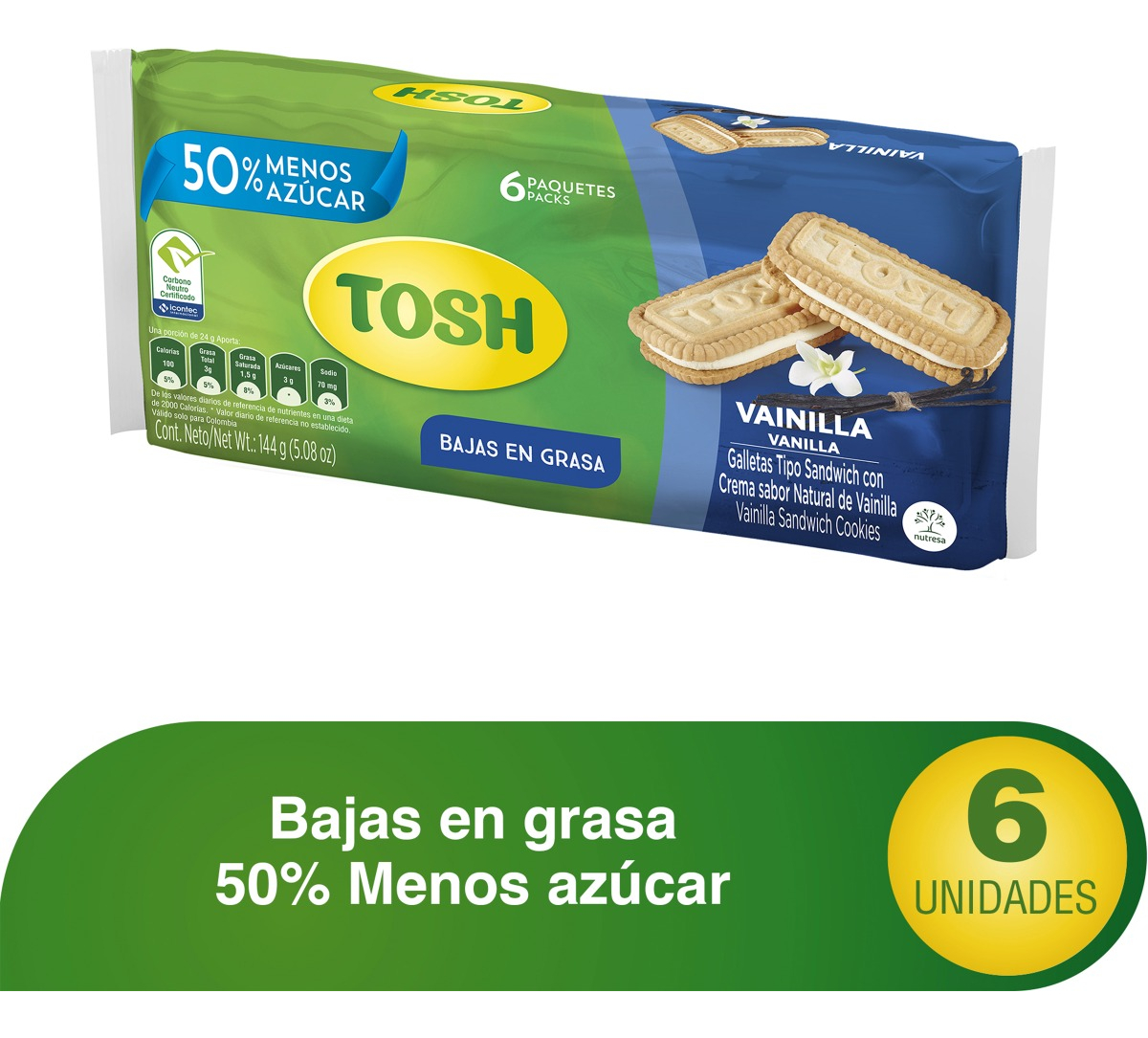 Tosh Galleta Vainilla T/Sandwich 6*24g