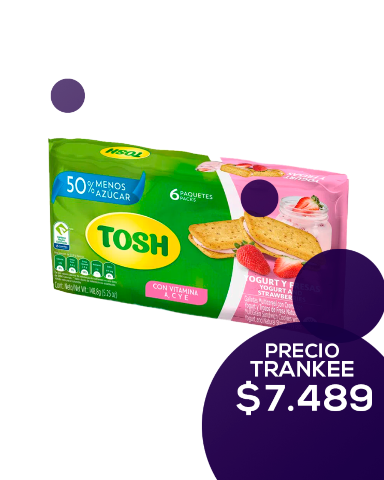 Tosh Galletas Yogurt Y Fresas 6und X 148,8gr
