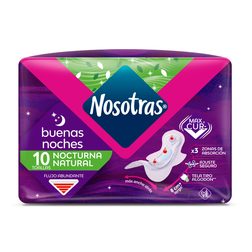 Nosotras Toallas Higienicas Natural Buenas Noches X 10und