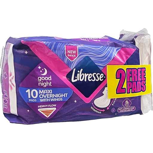 Libresse Maxi Overnight Wings 10 Pads