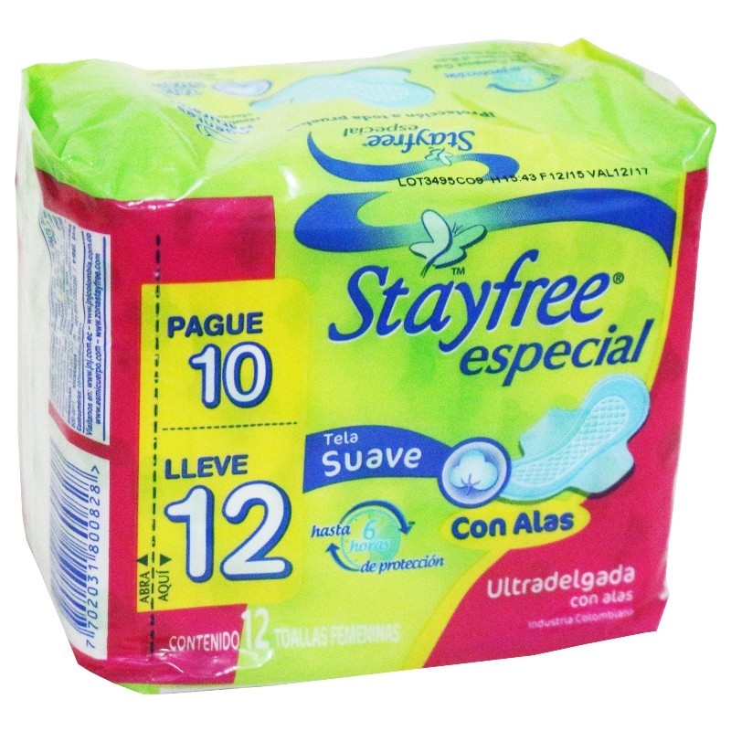 Stayfree Toallas U/delg Con Ala Pague 10 Lleve 12
