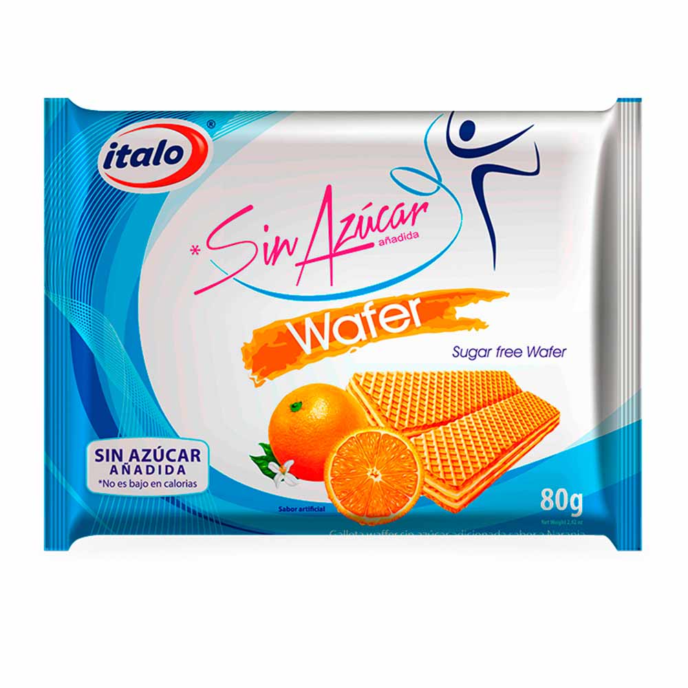 Italo Galleta Wafer Sin Azúcar Naranja 80 G