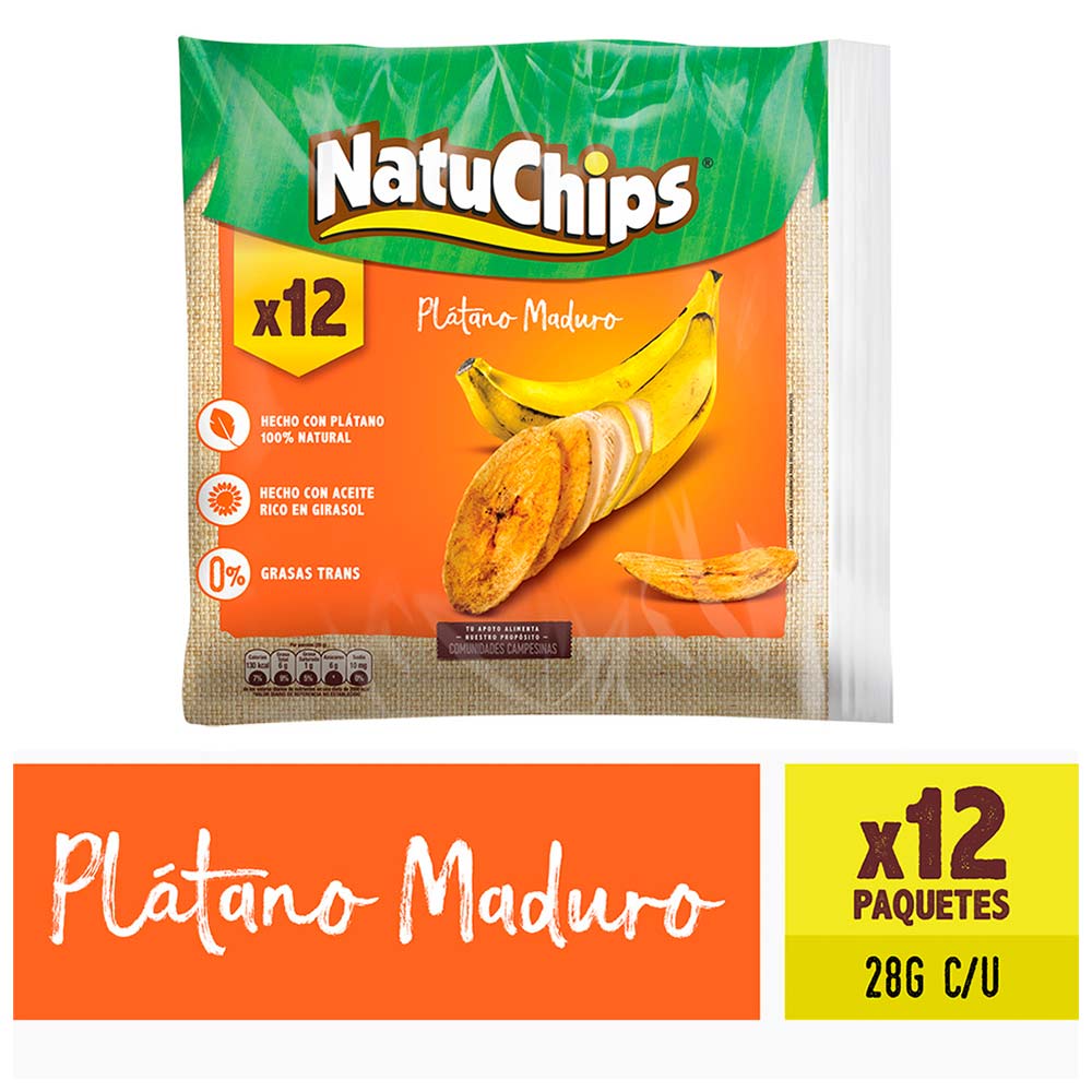Natuchips Plátano Maduro 100% Natural 12 Und X 336g