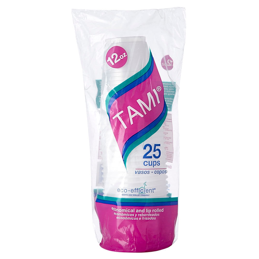 Darnel Vaso Plástico 12 Oz Blanco Tami Paquete X 25