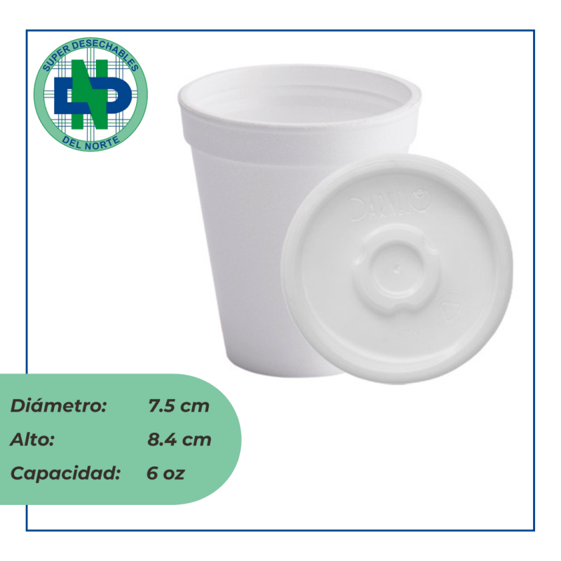 Ajover Vaso Icopor 6 Oz C / Tapa Plastica X 20 Und Darnel
