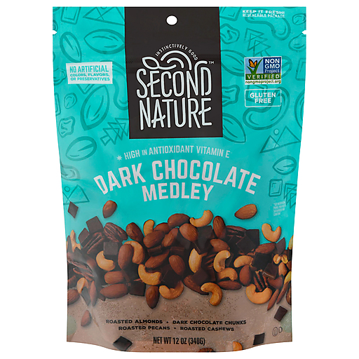 Second Nature Nut Medley Mix Dark Chocolate -- 12 Oz