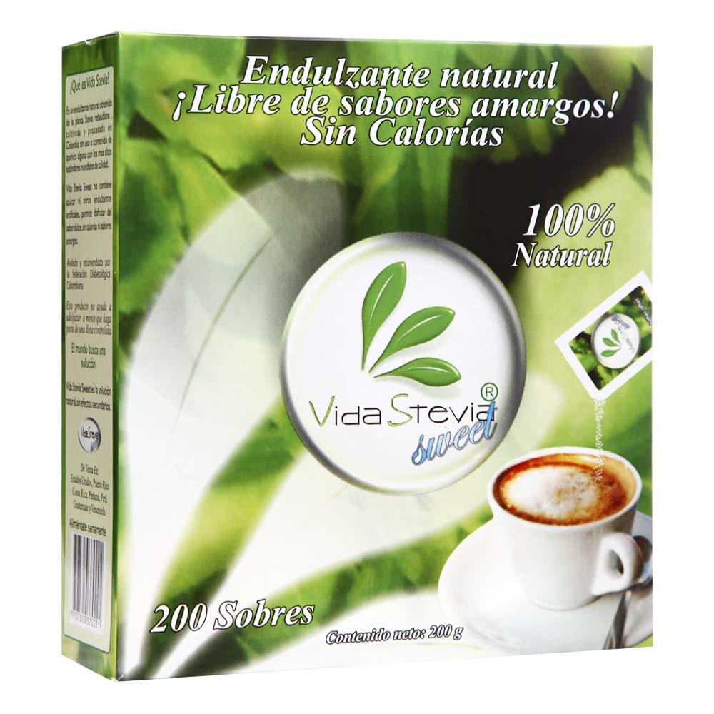Vida Estevia Endulzante En Polvo Stevia Libre De Calorías Caja 200 Unid