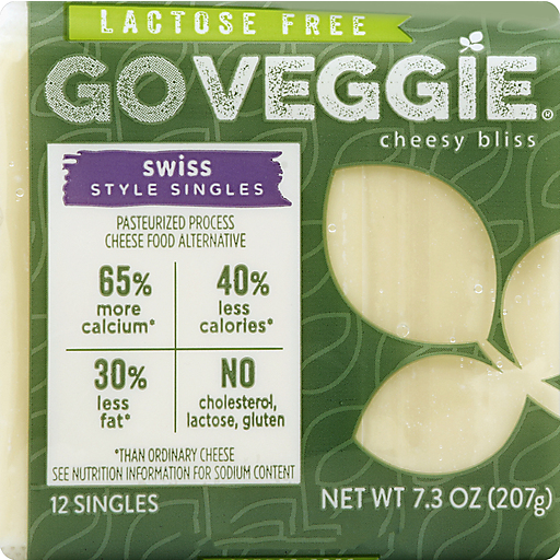 Go Veggie Cheese Food Alternative, Pasteurized Process, Swiss Style Singles
