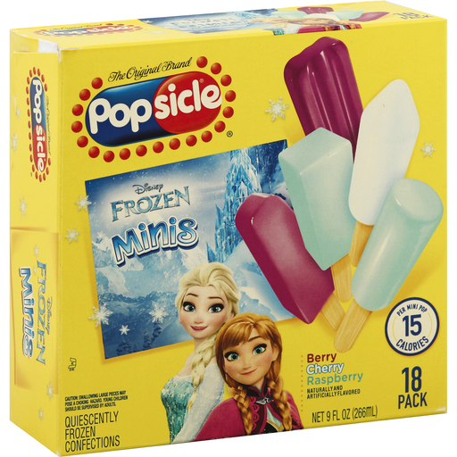 Popsicle Ice Pops, Berry/Cherry/Raspberry, Minis, Disney Frozen II, 18 Pack