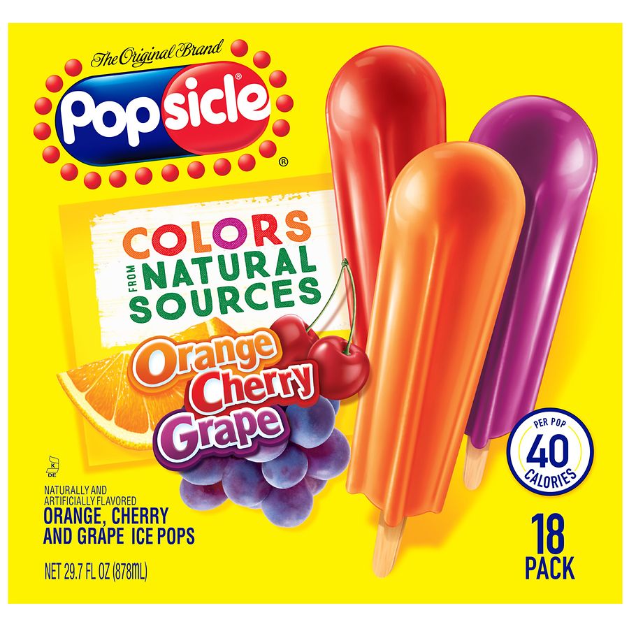 Popsicle Orange Cherry Grape Ice Pops, 9 Oz